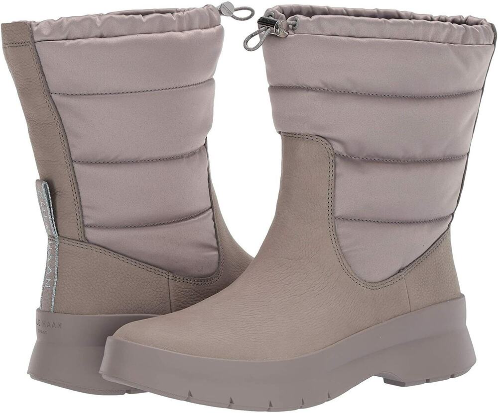 Cole Haan W17968 Women's Pinch Utility Puffer Waterproof Suede Boot Gray 7 B NWT